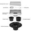 EXF 6 Inch Square Shower Drain Chrome, Stainless Steel Shower