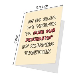 Hippeny Funny Card for Husband Boyfriend, Hilarious Anniversary Card for Him, Valentines Day Card, I'm So Glad We Decided To Ruin Our Friendship By Sleeping Together