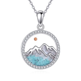 ONEFINITY Mustard Seed Mountain Necklace 925 Sterling Silver Mountain Pendant Mustard Seed Faith Jewelry Gift For Women