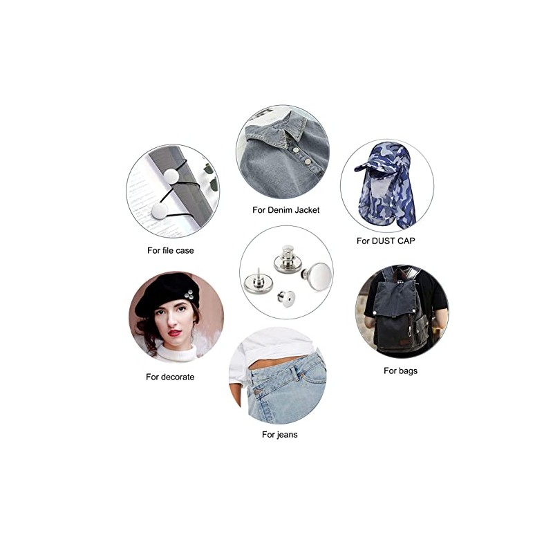 8 Sets of 17 mm Pants Button Jean Buttons Pins