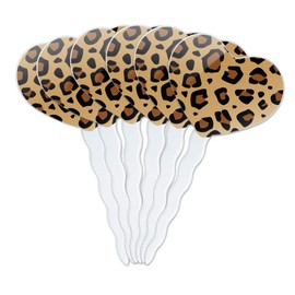 GRAPHICS & MORE Leopard Print Animal Spots Heart Love Cupcake Picks Toppers Decoration Set of 6