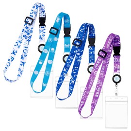 4pcs Adjustable Cruise Lanyard for Ship Cards, Cruise Lanyard Set Retractable Cruise Card Lanyard Waterproof Cruise Lanyard with ID Badge Holder for Cruise Must-Have Accessories (4 Colors)