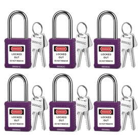 BOZZYS Lockout Tagout Locks,6Pack Purple Loto Locks,2 Keys Per Safety Lockout Padlock,Lock Out Locks Keyed Different,Lock Out Tag Out Pad Locks Set for Industrial Lockout Tagout Kit(BD-GT08KD-6PCS)