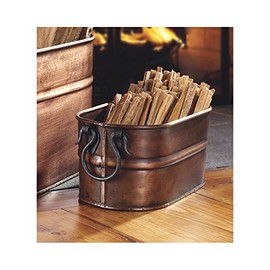Plow & Hearth Copper-Finished Steel Oval Tub with 5 Lbs. of Fatwood