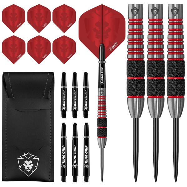 KOTO Kingbomb Black & Red 90% Solid Ring Handle, Textured Handle, Professional Use, Includes KOTO Darts, KOTO Arrows and KOTO Darts Case