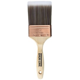 Shur-Line 55537N Premium Paint Brush, Poly/Nylon Blend Bristles, Flat w/Fine Tapered Tips, Solid Wood Beaver Tail Handle, 3 Inch W