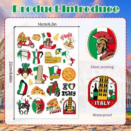 Papiailove Italian Temporary Tattoos Stickers, Italy Rome Theme Tattoo Stickers for Kids, Birthday Party Favors Goodie Bag Fillers Supplies Decorations, Classroom School Prizes Rewards Gifts(6 Sheets)