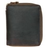 FLW Men's Small Oiled Brown Zip Around Natural Leather Wallet