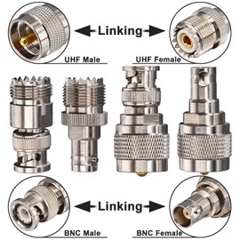 YILIANDUO BNC to UHF 4 Type RF Adapter Kit BNC Male Female to UHF Male Female PL-259 SO-239 Radios Adapter Kit for Antennas Wireless LAN Devices Coaxial Cable Wi-Fi Radios External Antenna