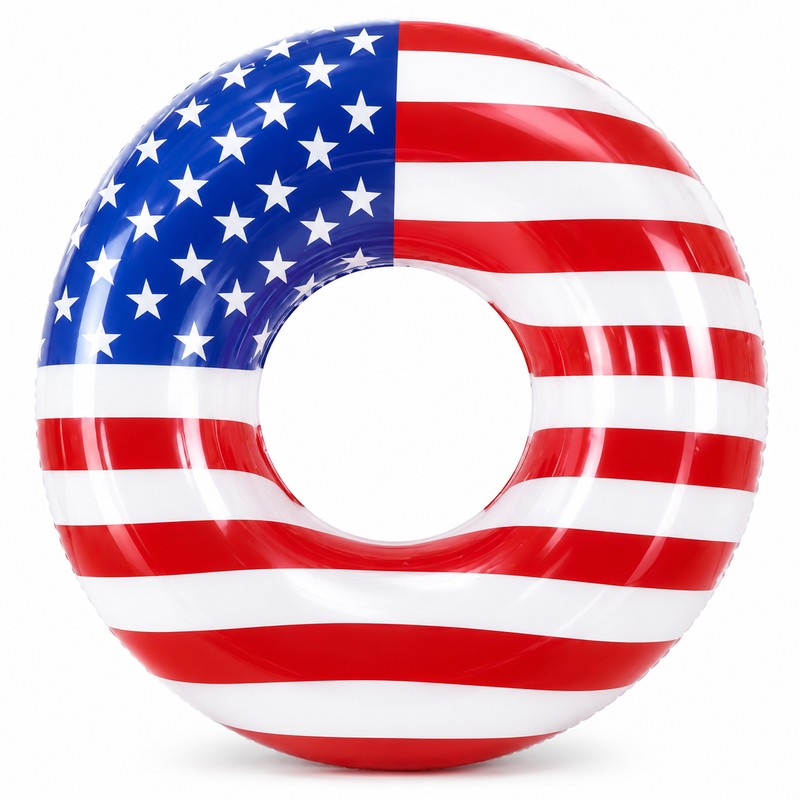 American Flag Inflatable Swim Ring for Pool Fun – 3-Pack