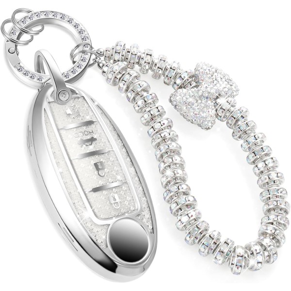 CTRINEWS for Nissan Key Fob Cover with Fashionable Zirconia Wristlet