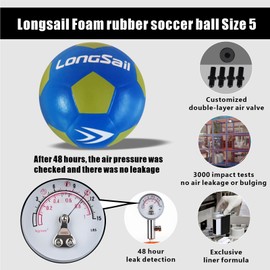 Longsail Foam Waterproof Soccer Ball USA Size 3,4,5 Kids Youth Adult Seamless High Durability Leisure Sports Beginners Club Competition Training Mesh Bag,Pump Included(Blue/Green, Size 4)