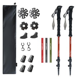 TENPLAY Trekking Pole 7075 Aluminium,EVA Anti-Slip Grips,Quick Lever Lock,3 Section Collapsible,135cm/53.15" Lightweight 0.5lbs,Poles for Hiking Mountaineering Backpacking,Walking,.(2PCS)(Red).