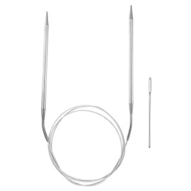 HARFINGTON Circular Knitting Needles 47.24" Stainless Steel US 8/5.0mm Knitting Needles 5.51" Short with Large Eye Sewing for Fast Knitting Sweater Sleeves