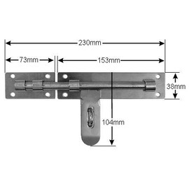XXL Stainless Steel Latch Latch Large Gate Bolt Door Bolt Push Bolt ... (Length: 230 mm)