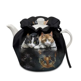 Poceacles Cat Tiger Print Tea Cosy for Teapot, Dust Cover, Keep Warm, Breakfast Pot Protector, Washable Kettle Cover for Coffee Pot, Hotel, Tea Party, Restaurant