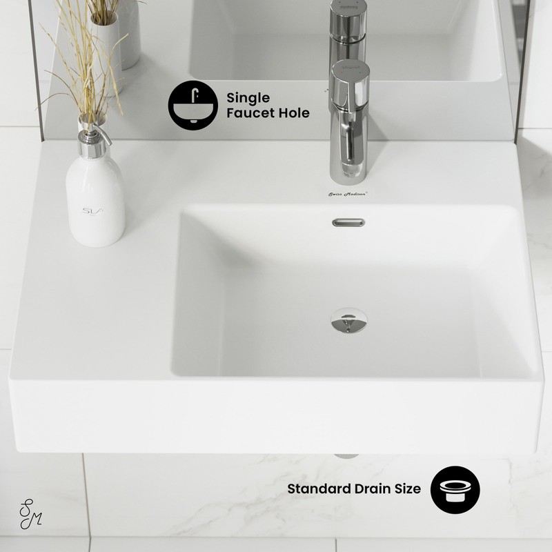 Swiss Madison SM-WS323 St. Tropez Wall Hung Sink with Right