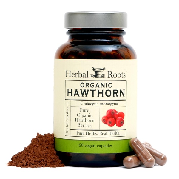 Herbal Roots Organic Hawthorn Berry Capsules | Extra Strength 1,200mg