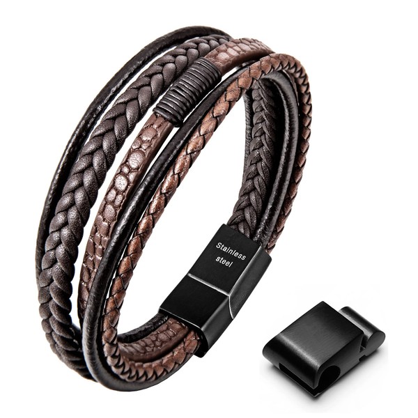Speroto Mens Bracelet, Adjustable Premium Leather Bracelet for Men in