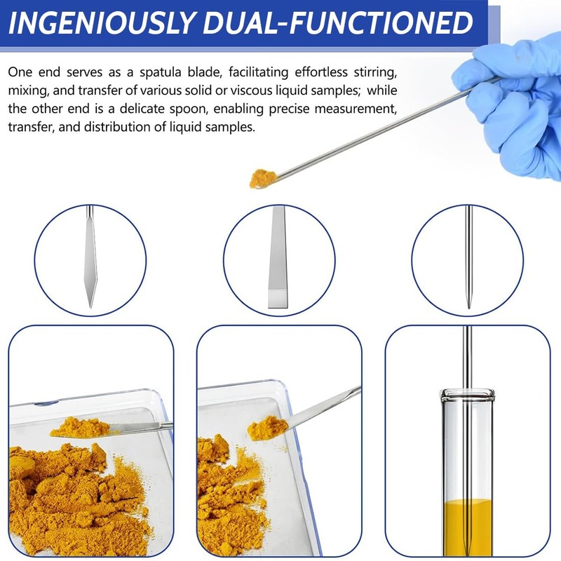 Pack of 9 Spatulas, Laboratory Spoons, Stainless Steel Micro Spoon