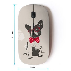 KOOLmouse [ Optical 2.4G Wireless Mouse [ Boston Terrier Pug Polka Dot Red Grey ]