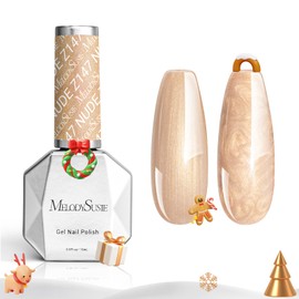 MelodySusie Champagne Shimmer Gel Nail Polish,0.5fl oz Soak Off UV LED Gold Shimmer Mermaid Glitter Drawing Gel Polish Gift for Women Nail Art Manicure Salon DIY Nail Design Decoration at Home-z147