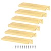 M METERXITY 6-Pack Cabinets Drawers Edge Pulls, 3.15" Aluminum Drawer Edge Pulls Concealed Tab Handle for Wardrobe/Kitchen Drawers/Cabinet Doors/Furniture [Brushed Gold]