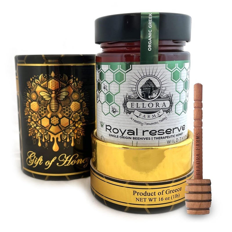 Ellora Farms Organic Greek Honey, Wild Thyme, Raw Unfiltered, Preservative