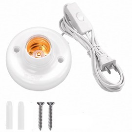Light Socket with Cord Light Bulb Base E26/ E27 Lamp Base Desktop 15ft Include Screw Light Bulb Socket with On/Off Switch Hanging Light Cord Extension