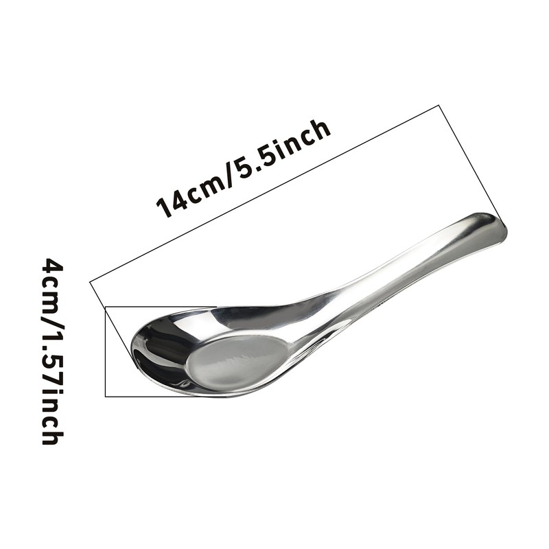 AUXBC 5PCS 5.5” Stainless Steel Soup Spoons, Mirror Polished Long
