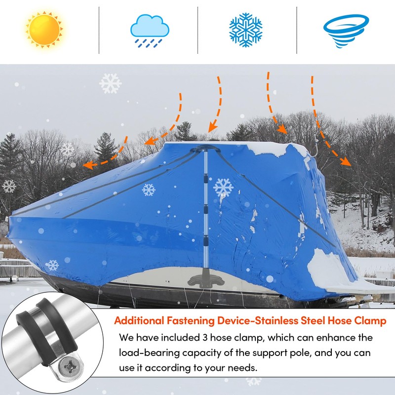 Boat Cover Support Poles 2 Pack,Height Adjustable Aluminum Support Pole