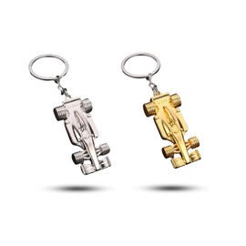 Nanchroadly 2 PCS Car Keyring Reliable Metal Car Keychain Sport Key Chain Car Keyring Accessories for Boy, Men, Women, Fans of Racing, Small, Silver+gold