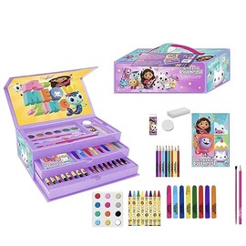 Gabby's Dollhouse Painting Case - Includes Marker Pens, Watercolours and Colouring Pencils - Painting Box with Colouring Book - Original Product Designed in Spain, beige