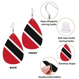 Faux Leather Earrings Tobago Flag Teardrop Dangle Earrings Jewelry For Women