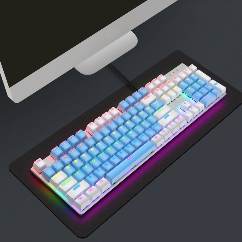 104 Key Mechanical Gaming Keyboard 28 Backlight Modes Blue Switch