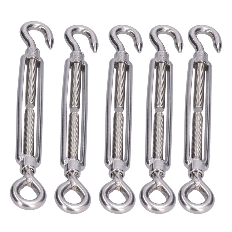 5Pcs Turnbuckle Hook and Eye Wire Rope Tension 304 Stainless