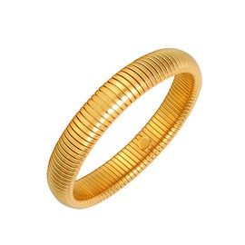 Eigso 12 mm Stainless Steel Bangle Bracelet for Women Gold Plated Flexible Stretch Bracelet for Women Men, Stainless Steel, No gemstone