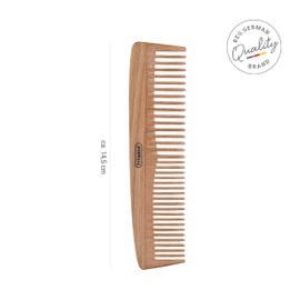 TITANIA Wooden Comb Made of 100% Natural Beech Wood • Wooden Hair Comb • Universal Comb for All Hair Type (Men & Women) • Comb Small (14.5 cm)