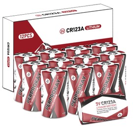12 Pack CR123A 3V Lithium Battery, 123A 3 Volt Max-powered Batteries, Long-Lasting 10-year Shelflife CR17345, 1500 mAH CR 17335 Battery for Cameras, Flashlights, Home Security Devices...12 Count