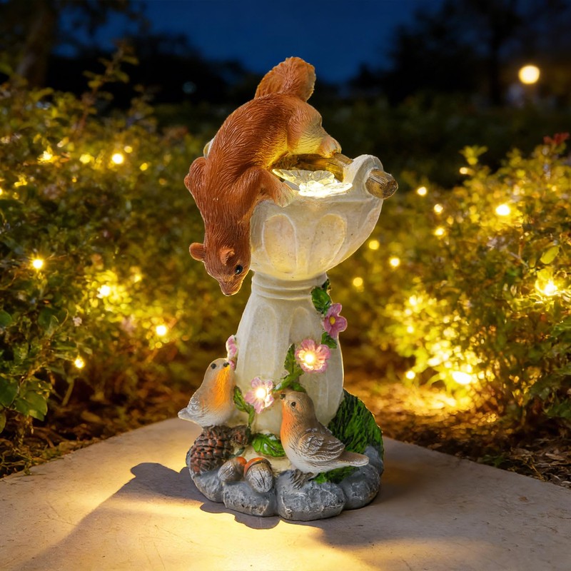 HUYIENO Solar Garden Statue Outdoor Decor Ornament Waterproof Solar Powered