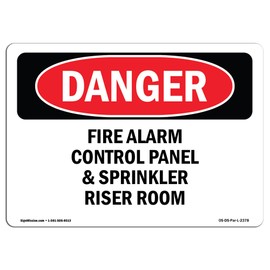 OSHA Danger Sign - Fire Alarm Control Panel and Sprinkler Riser Room | Aluminum Sign | Protect Your Business, Construction Site, Shop Area | Made in The USA
