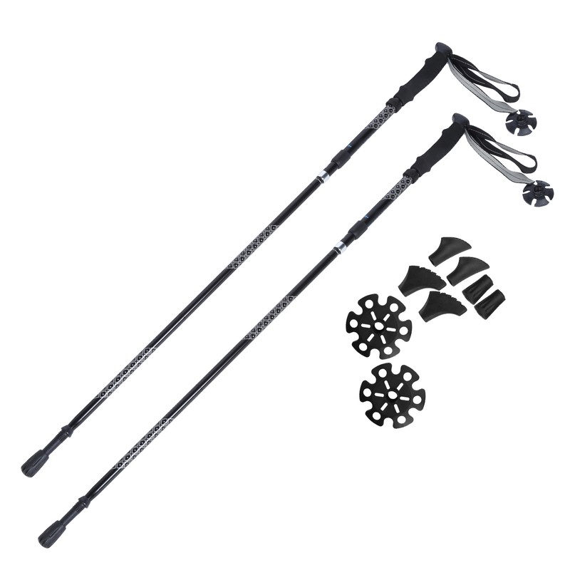 1Pair 5Sections Folding Damping Alpenstock Inner Lock Telescopic Hiking Walking