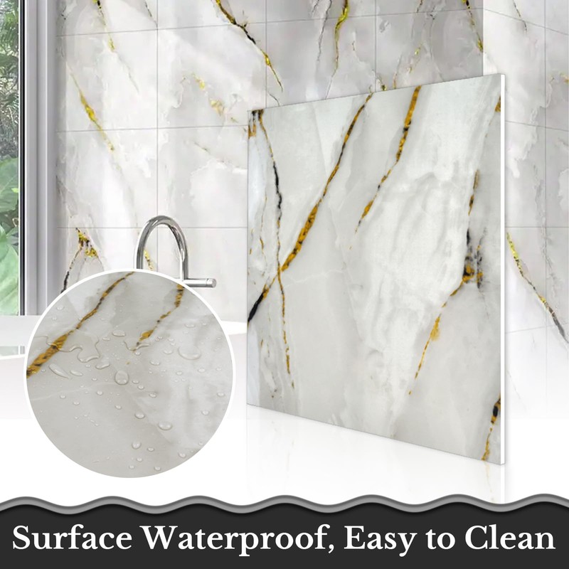 PGVALXOR 50 Sheets Marble-Effect Peel and Stick Wall Panels, Self-Adhesive