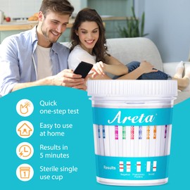 Areta MUTIDURG Test Cup - 12 Panel Urinary at Home Testing kit, Instant Results in 5 Min Testing for 12 Different Drug Substances Qucik Screen Home Test 1PACK #ACDOA2-2124