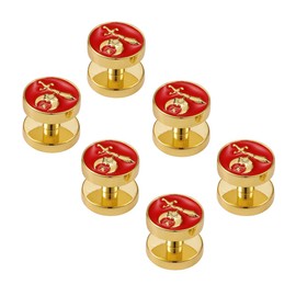 The Quiet Witness 4031845 Set of 6 Shriner Tuxedo Studs Red Shirt Studs Shrine Noble Scimitar Moon Star Formal Wear