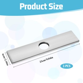Kitchen Sink Hole Cover, Plate Faucet Escutcheon Stainless Steel Faucet Deck Plate Long Rectangle Cover Plates 10" Faucets Escutcheons for Bathroom or Kitchen Vanity Sink Faucets