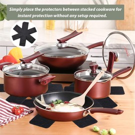 4x Pan Pot Protectors Stacking Pan Protectors Anti-Slip Home Kitchen Felt Pads for Protecting and Separating Pots and Dishes