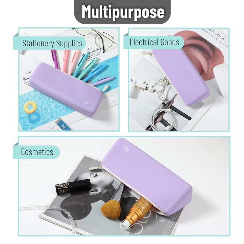 Mr. Pen- Silicone Pencil Case Pouch, Pastel Lavender, Aesthetic Triangular