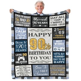 Yasrlvun 90th Birthday Gifts for Men, 1935 Birthday Gifts 90th Birthday Blanket 50"x 60" Presents for 90th Birthday 90th Birthday Gifts for Him