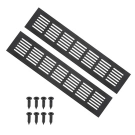 PATIKIL 12 x 2.4 Inch Door Air Vent Cover, 2pcs Aluminum Grille Ventilation Cover Louvered with Mounting Screws for Cabinet Wardrobe Door, Black